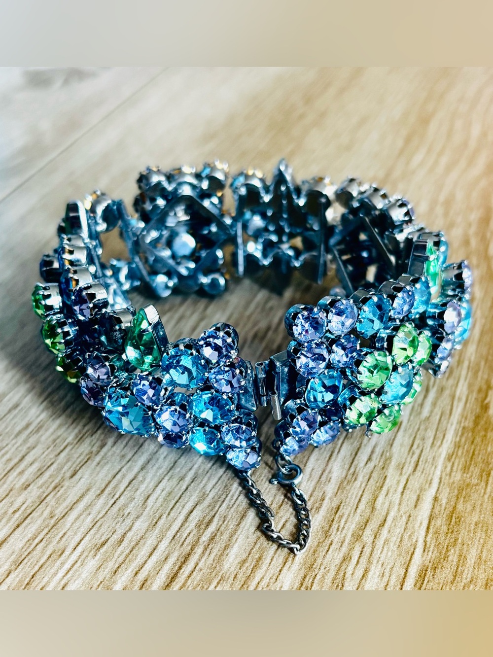 Parisian Fleur Cocktail Bracelet/ Swarovski Crystal Cluster/ White Gold
